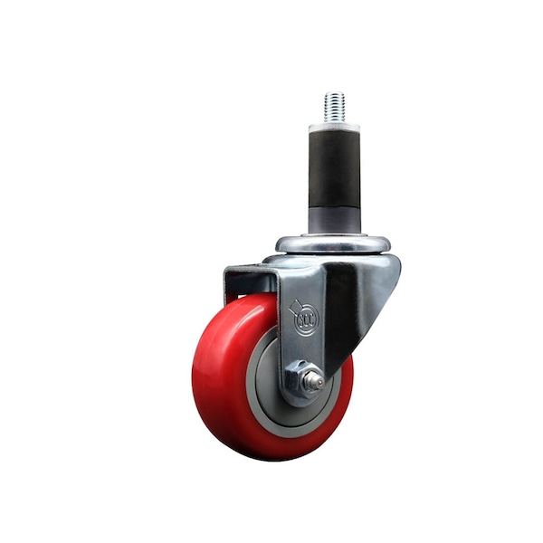Service Caster 3'' Red Poly Wheel Swivel 1-1/4'' Expanding Stem Caster SCC-EX20S314-PPUB-RED-114 - main